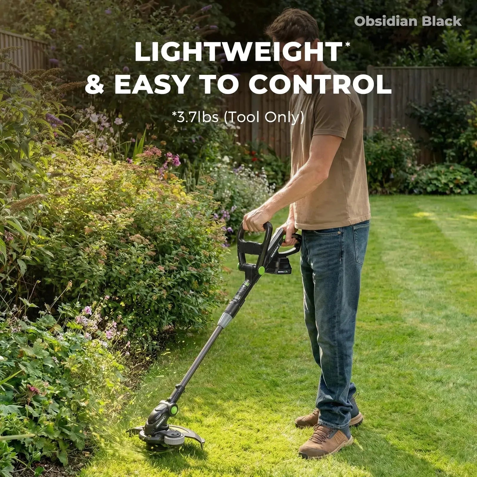NovorikX Obsidian Black 20V Cordless 12-Inch Telescopic String Trimmer Kit NovorikX