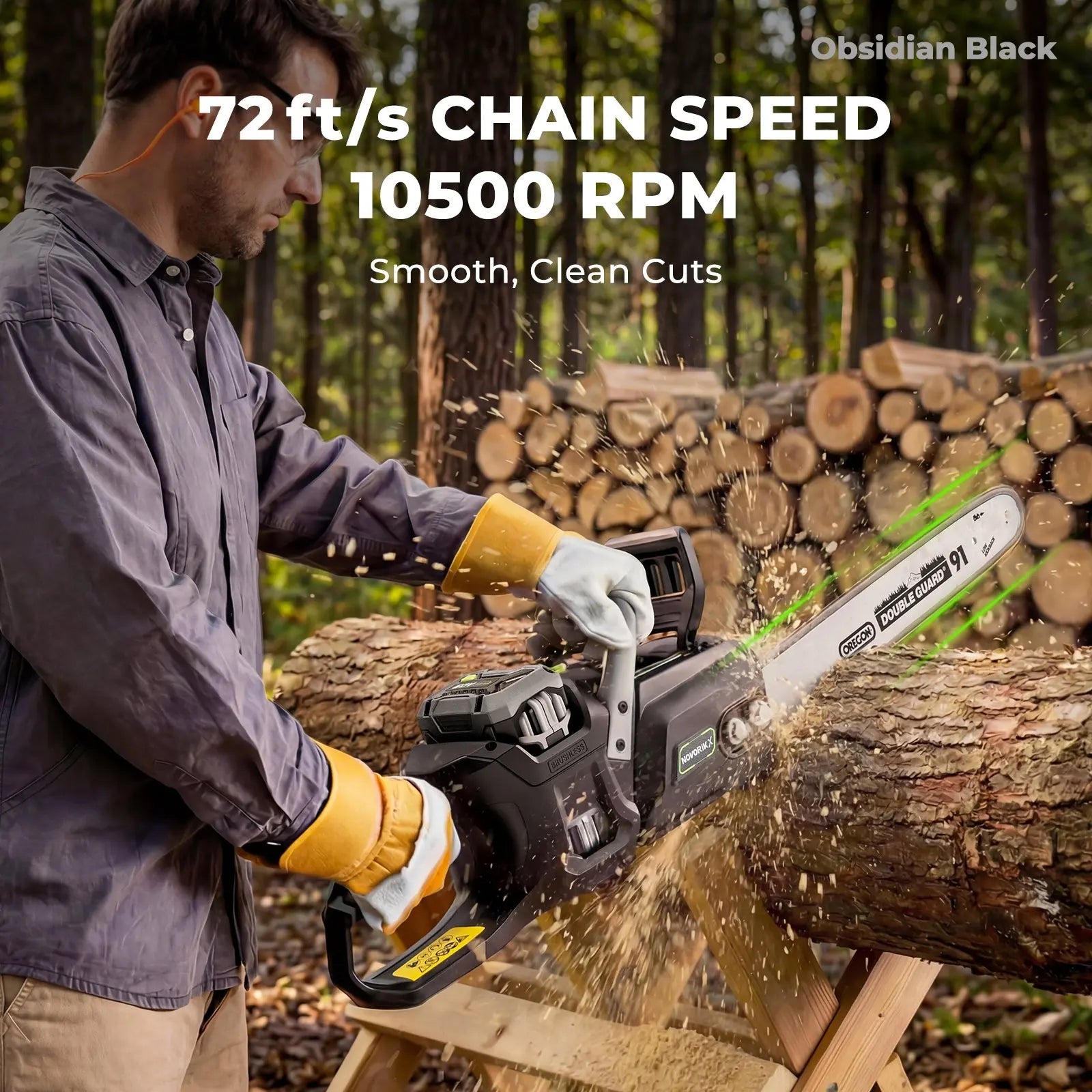 NovorikX Obsidian Black 60V Brushless 18-Inch & 16-Inch Chainsaw Kit NovorikX