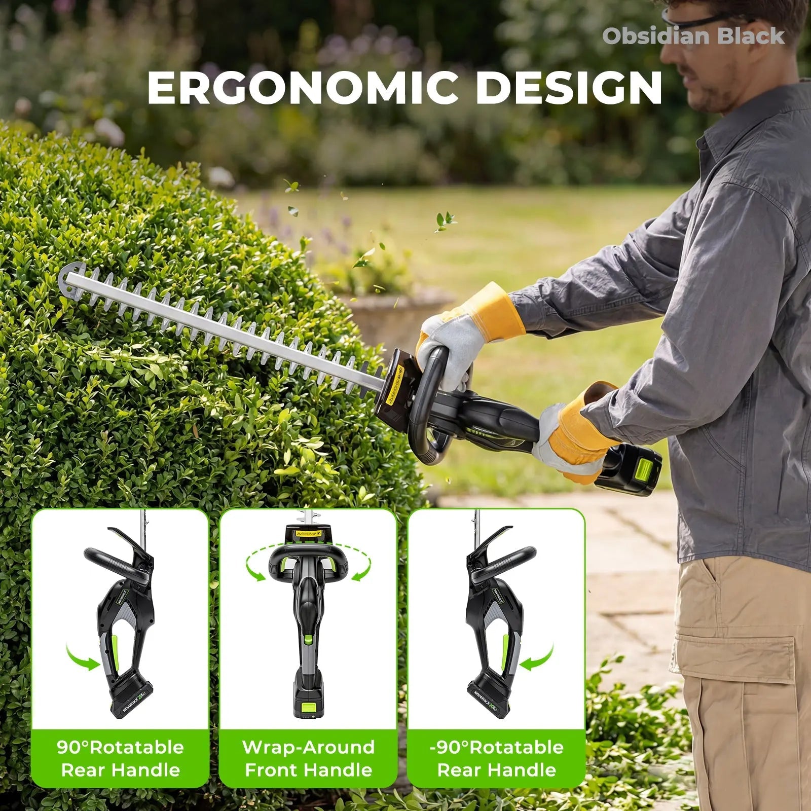 NovorikX Obsidian Black 20V Cordless 17-Inch Pole Hedge Trimmer Kit  NovorikX