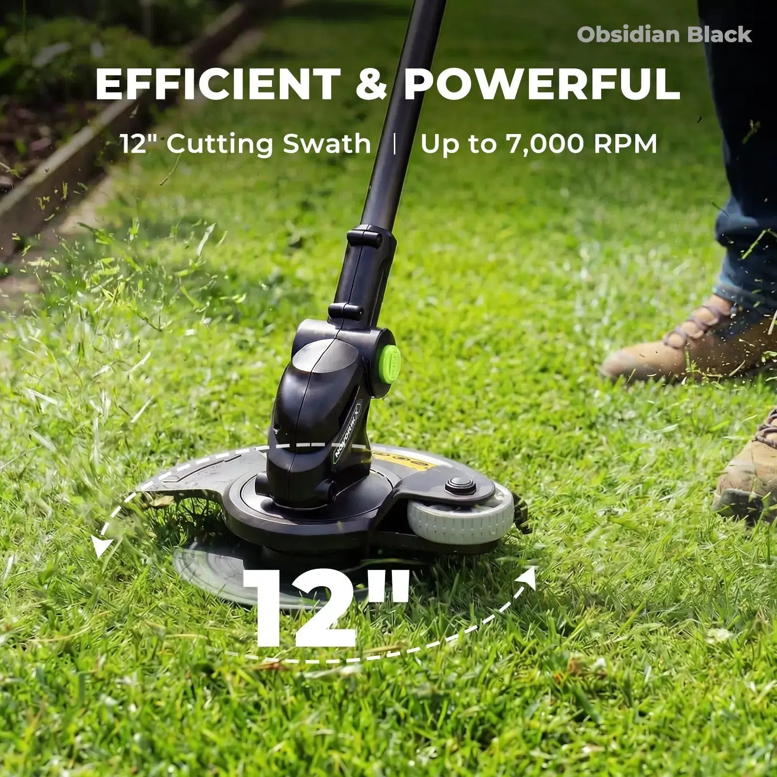 NovorikX Obsidian Black 20V Cordless 12-Inch Telescopic String Trimmer Kit  NovorikX