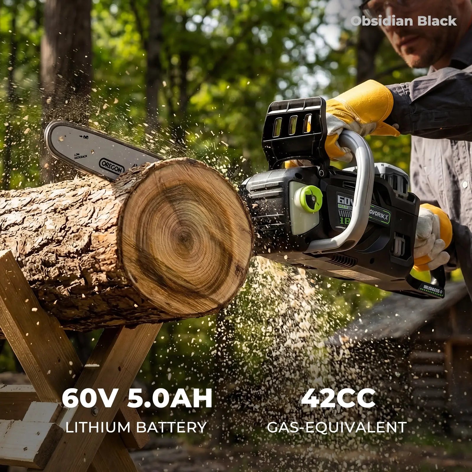 NovorikX Obsidian Black 60V Brushless 18-Inch & 16-Inch Chainsaw Kit  NovorikX