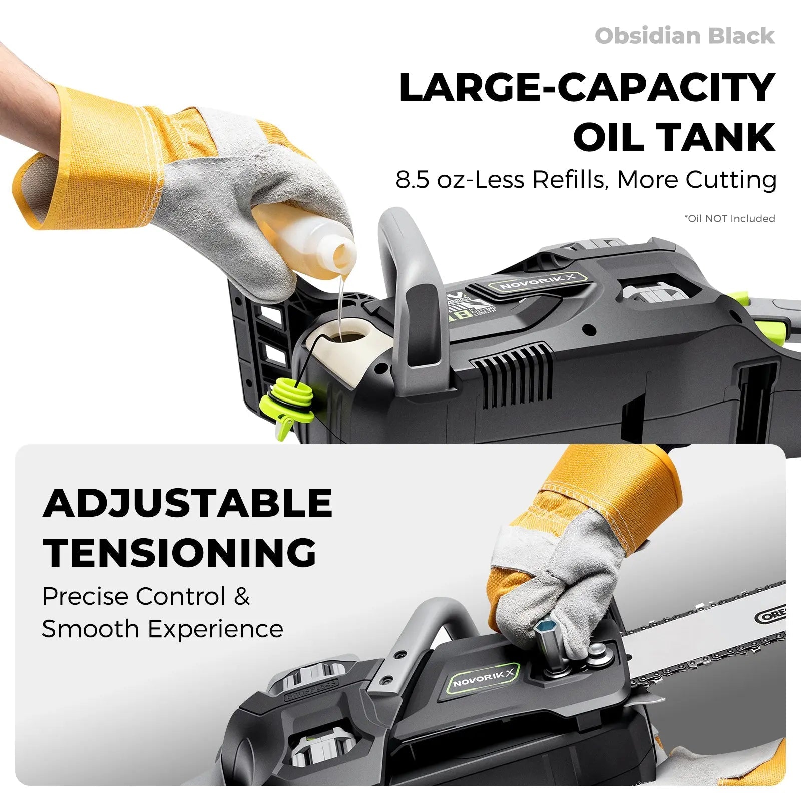 NovorikX Obsidian Black 60V Brushless 18-Inch & 16-Inch Chainsaw Kit  NovorikX